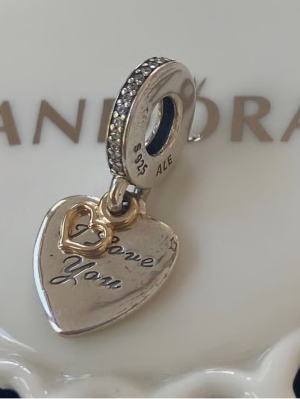 Authentic Pandora I Love You Forever 2-Tone Sterling Silver 14K Accent Dangle